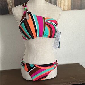 Trina Turk Colorful One-Shoulder Bikini